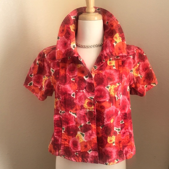 Live a Little Jackets & Blazers - Flowered Short sleeve Lightweight Jacket